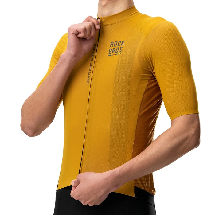 Men’s Lightweight Cycling Jersey with Rear Pockets & YKK Zip#Color_yellow