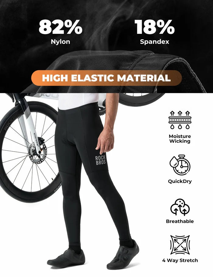 ROCKBROS mens lightweight cycling tights with 3d padding for spring