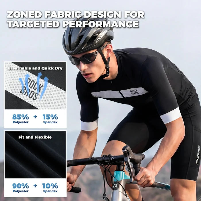 ROCKBROS mens short sleeve cycling jersey breathable mesh full zip
