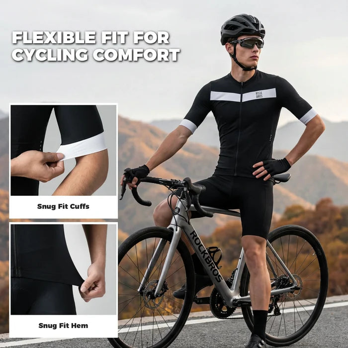 ROCKBROS mens short sleeve cycling jersey breathable mesh full zip