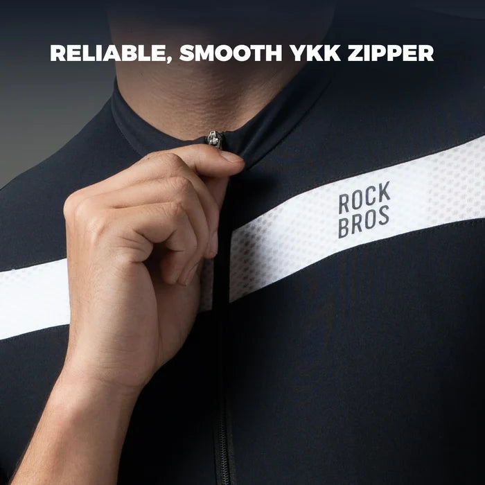 ROCKBROS mens short sleeve cycling jersey breathable mesh full zip
