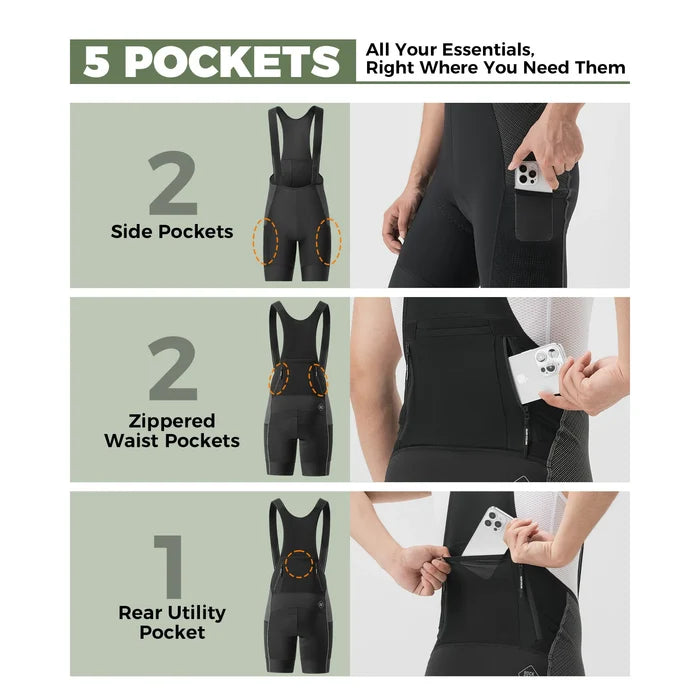 ROCKBROS mens summer cycling bib shorts with five pocket