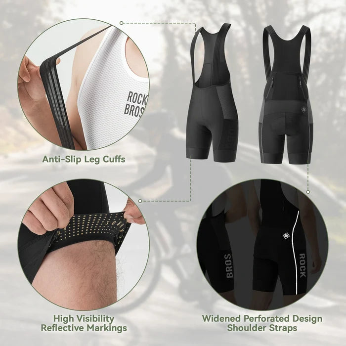 ROCKBROS mens summer cycling bib shorts with five pocket