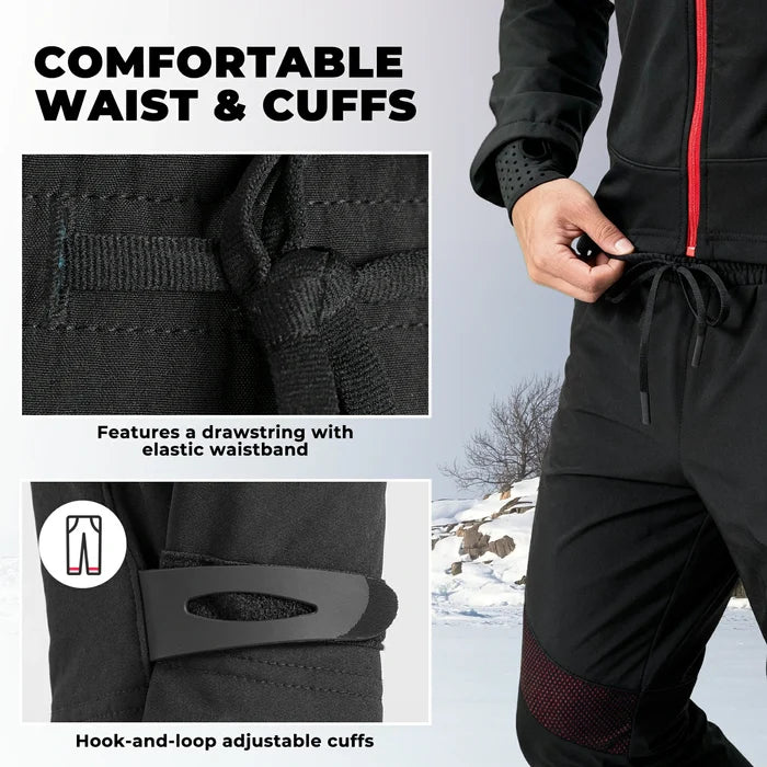 Men’s winter cycling trousers with waterproof windproof fabric and adjustable leg openings for a better fit.