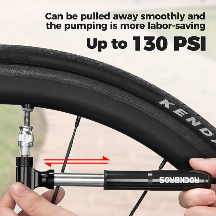 ROCKBROS mini bike pump compatible with Presta & Schrader 130PSI