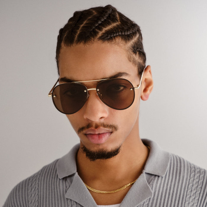 Mirzam Gold Uni-Sex Aviator Sunglasses | Aire