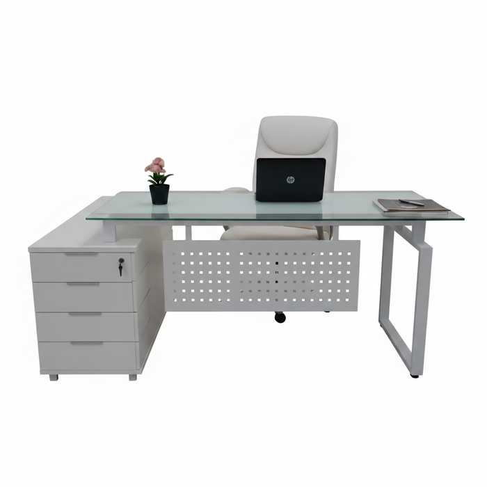 MUEBLE  STARKEN GLASS TOP GRAINED WHITE