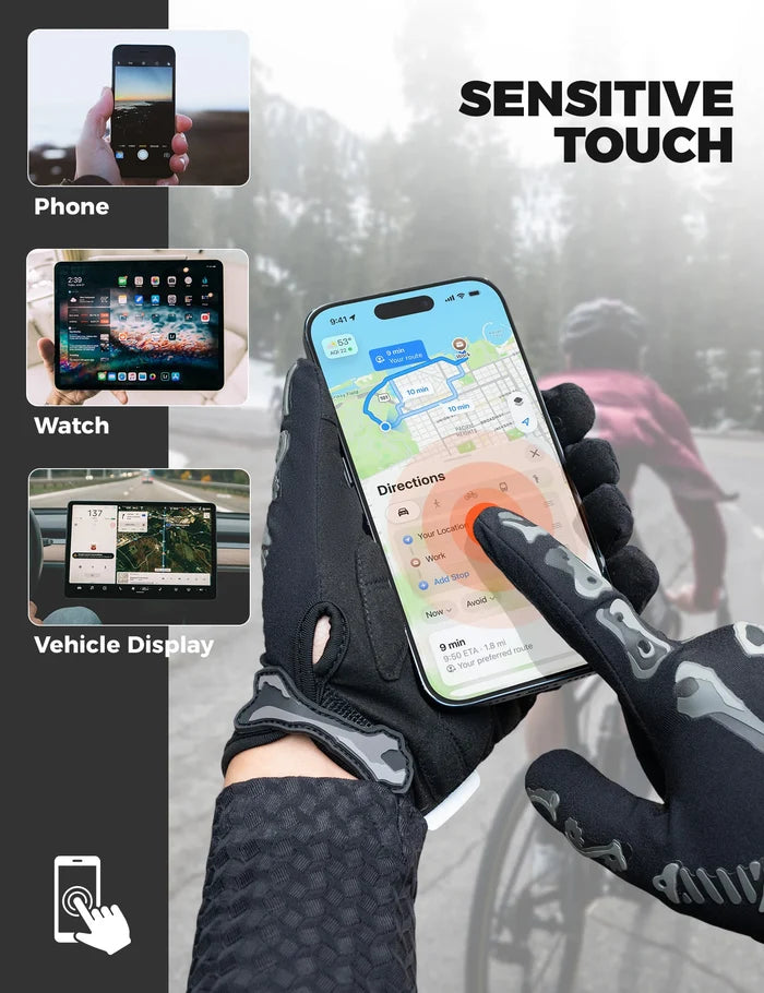 Cycling Gloves with Padded Palms & Touchscreen Fingers