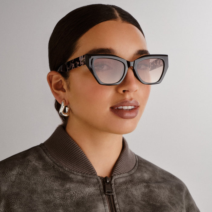 Persei Black Charcoal Tort Female Cat-Eye Sunglasses | Aire