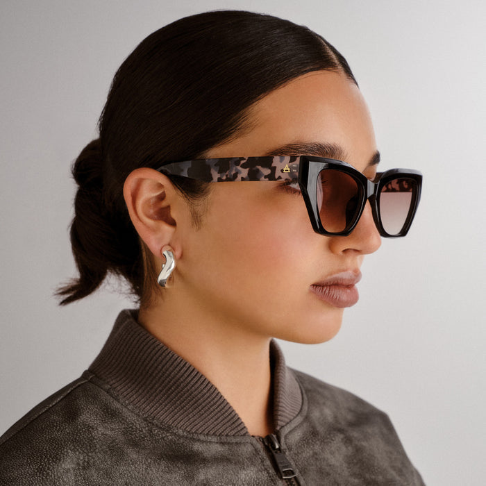 Persei Black Charcoal Tort Female Cat-Eye Sunglasses | Aire
