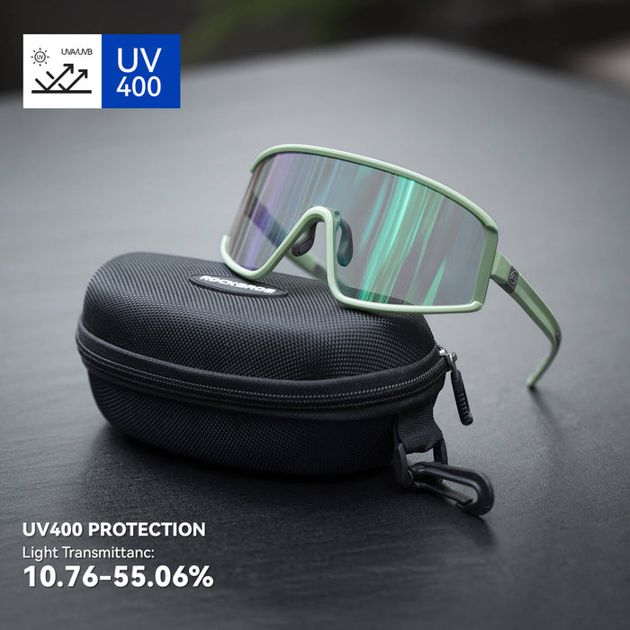 rockbros photochromic cycling sunglasses with antifog lenses and uv400 protection #Color_Green