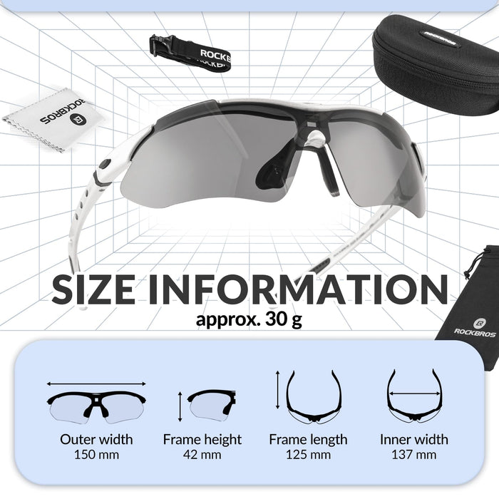 ROCKBROS Sports Sunglasses Photochromic Sunglasses with Headband #Style_Silver-polarized Lenses