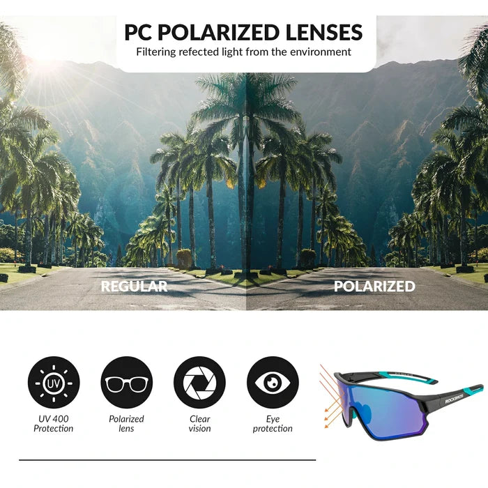 Full frame sports sunglasses with polarized lenses uv400 protection#Color_Black Blue