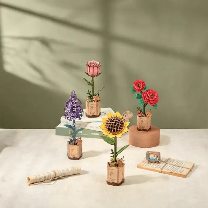Puzzle 3D Bois Bouquet de Fleurs.