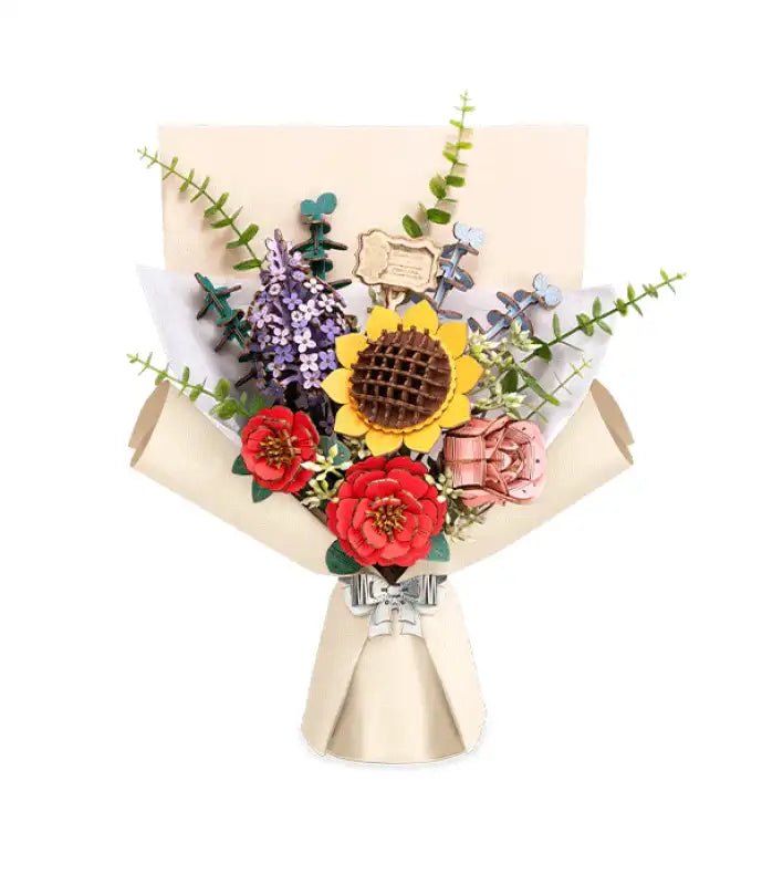 Puzzle 3D Bois Bouquet de Fleurs.