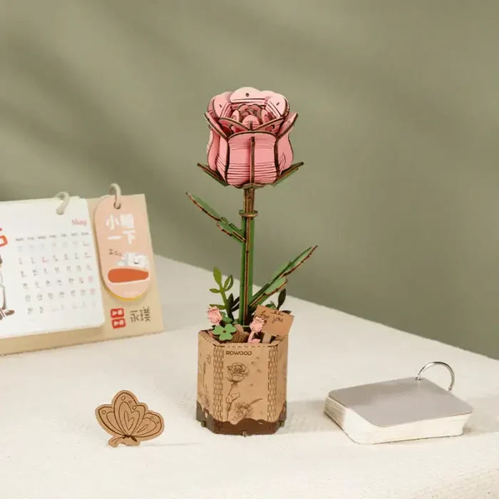 Puzzle 3D Bois Fleur Rose