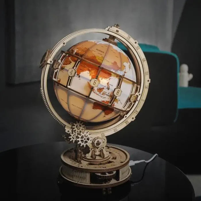 Puzzle 3D Bois Globe Terrestre Lumineux