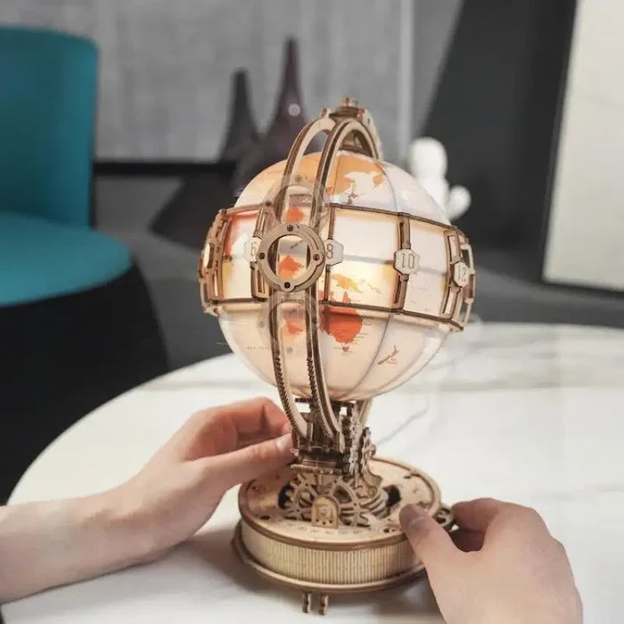 Puzzle 3D Bois Globe Terrestre Lumineux