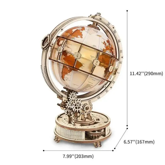 Puzzle 3D Bois Globe Terrestre Lumineux