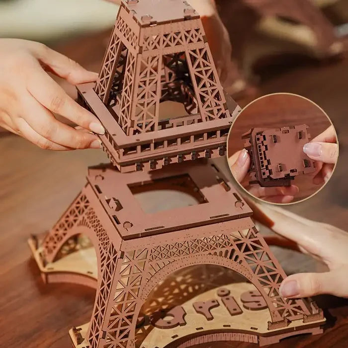 Puzzle 3D Bois Tour Eiffel Lumineuse