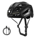 ROCKBROS bike helmet with light, USB rechargeable, adjustable, in black, ideal for safe cycling #Color_Black