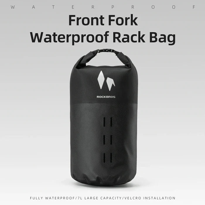 Close-up of waterproof welded seams on bike bag.