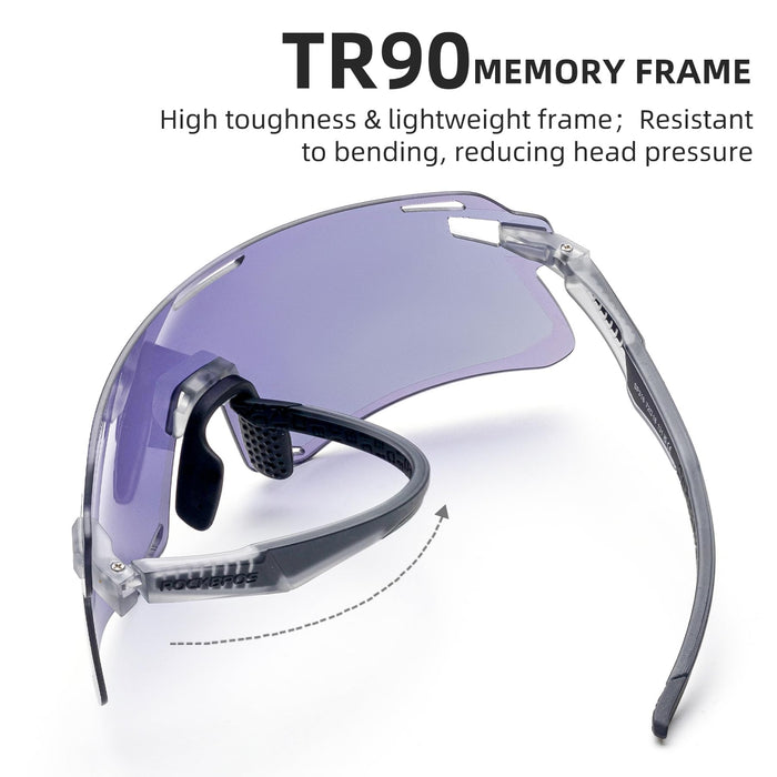 ROCKBROS SP318 frameless cycling sunglasses with UV400 protection, lightweight and aerodynamic design.