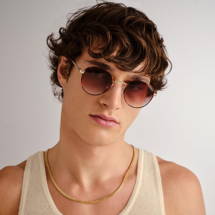 Rising Gold Tort Uni-Sex Round Sunglasses | Aire