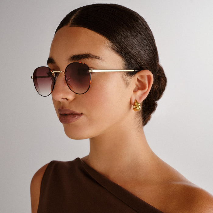 Rising Gold Tort Uni-Sex Round Sunglasses | Aire