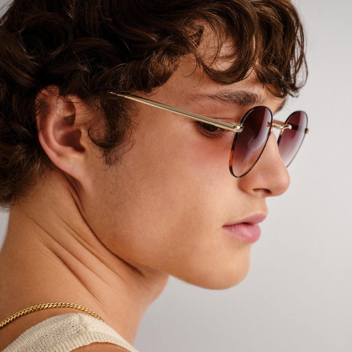 Rising Gold Tort Uni-Sex Round Sunglasses | Aire