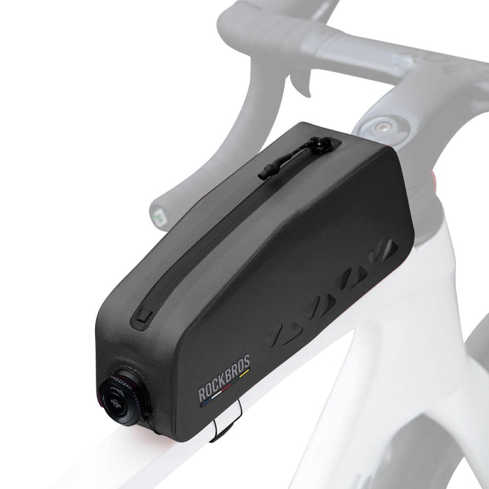road to sky 100% waterproof bike frame bag model as-142 with secure storage #Color_Black
