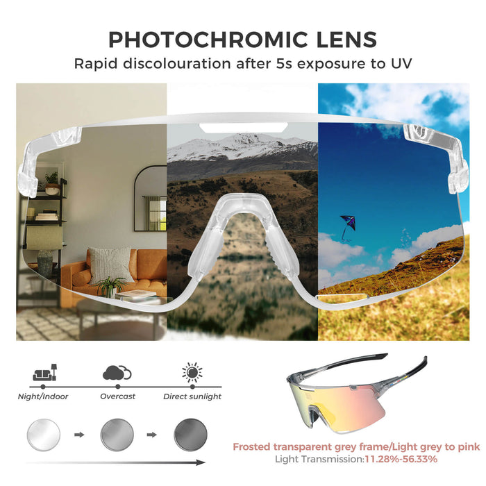 road to sky boundless photochromic cycling sunglasses with uv400 protection #Color_Black