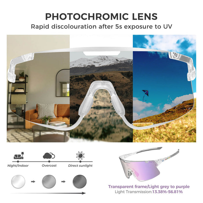 road to sky boundless photochromic cycling sunglasses with uv400 protection #Color_Purple