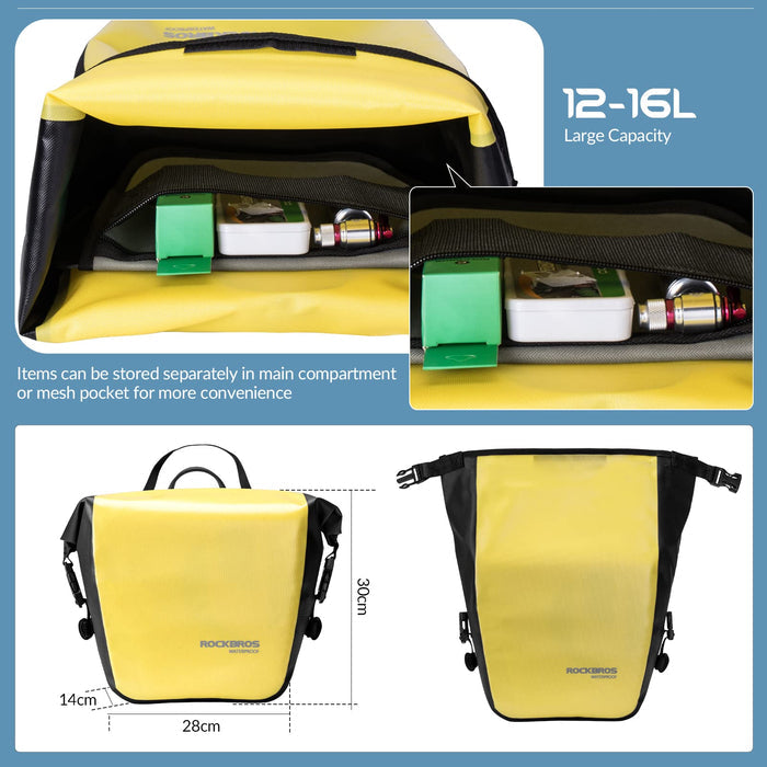 ROCKBROS 100% Waterproof Cycling Pannier Bag 10-12L
