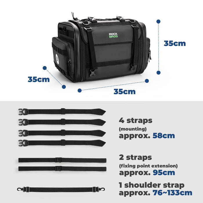 ROCKBROS 43-50L Motorcycle Saddle Bag Waterproof Tail Bag with Rain Cover - ROCKBROS-UK