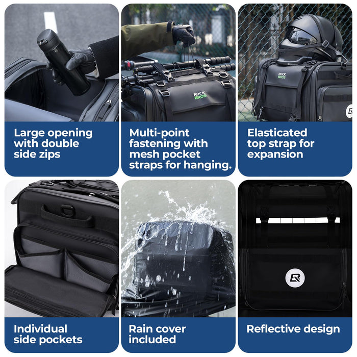 ROCKBROS 43-50L Motorcycle Saddle Bag Waterproof Tail Bag with Rain Cover - ROCKBROS-UK