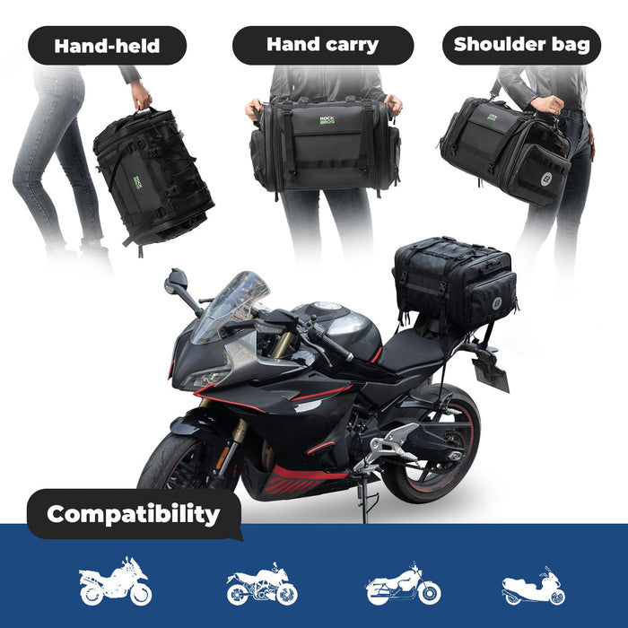ROCKBROS 43-50L Motorcycle Saddle Bag Waterproof Tail Bag with Rain Cover - ROCKBROS-UK