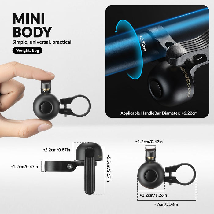 ROCKBROS Bicycle Bell 100 dB Loud and Copper Alloy Handlebar Mini Bell