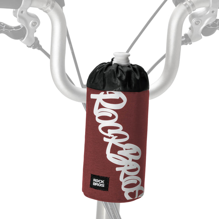 ROCKBROS 1L handlebar bag with integrated bottle holder, ideal for cycling hydration and storage.#Color_Red