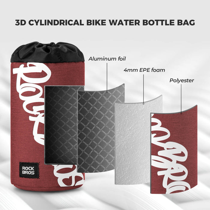ROCKBROS 1L handlebar bag with integrated bottle holder, ideal for cycling hydration and storage.#Color_Red
