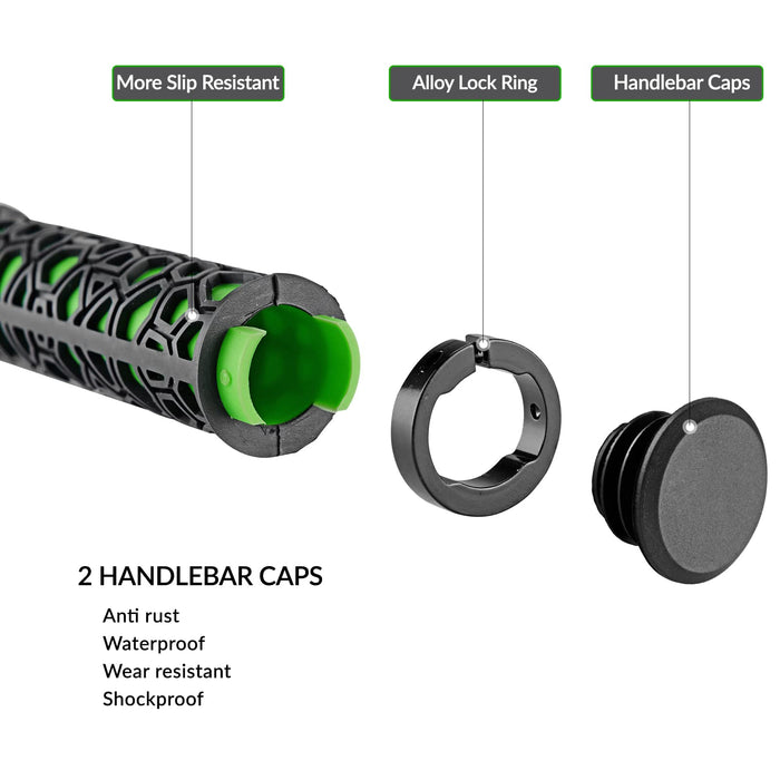 ROCKBROS Bicycle Handlebar Grips Aluminum Alloy Double Lock-on Bike Grips #Color_Green