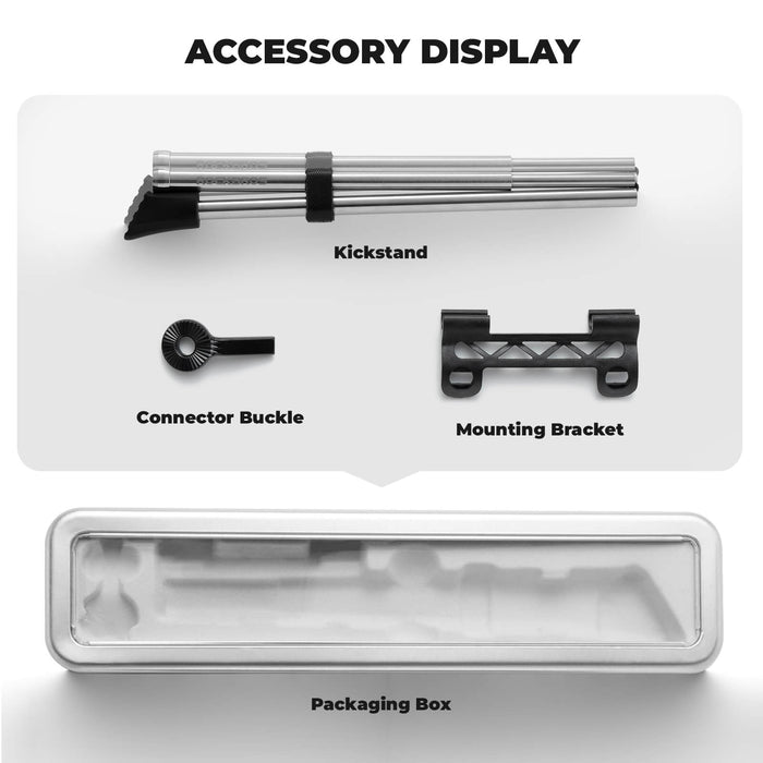 rockbros silver aluminium folding kickstand locked #Style_Stainless steel