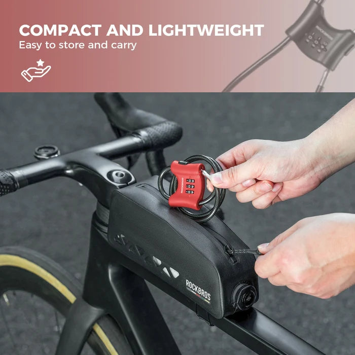 rockbros 5.5 mm-thick braided-steel cable bike lock