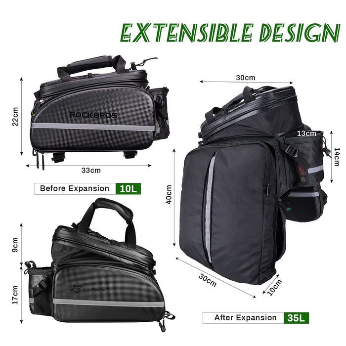 ROCKBROS Bicycle Pannier Bag Waterproof Carbon Texture Rear Rack Bag - ROCKBROS-UK