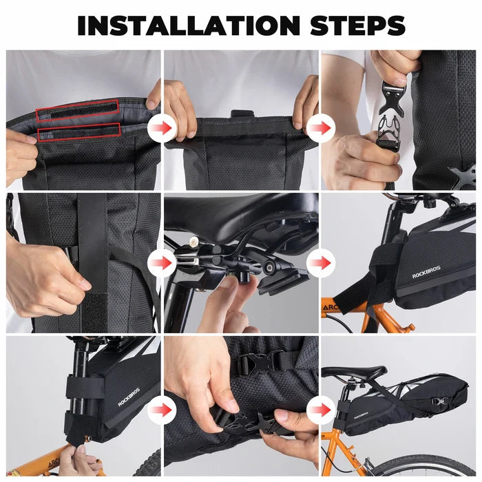 rockbros 8 l saddle bag in matte black