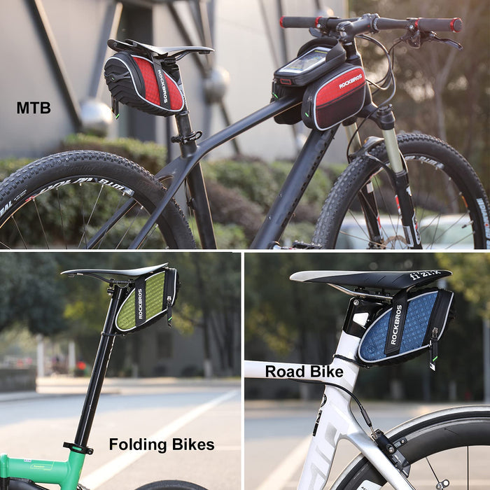 ROCKBROS Bicycle Saddle Bag Under Seat 3D Shell Cycling Seat Pack #Size_Red