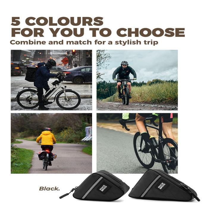 ROCKBROS Triangle Frame Bag – Compact Storage for Folding Bikes! #Color_Black