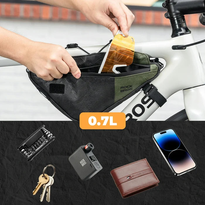 rockbros 0.7 l tyvek® triangle frame bag in matte black