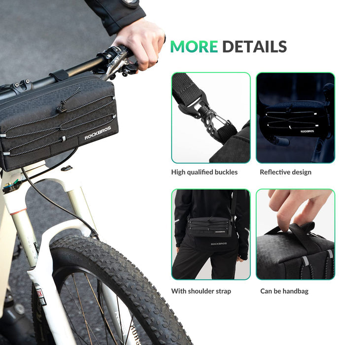 ROCKBROS Bike Handlebar Bag with Detachable Shoulder Strap 2L - ROCKBROS-UK