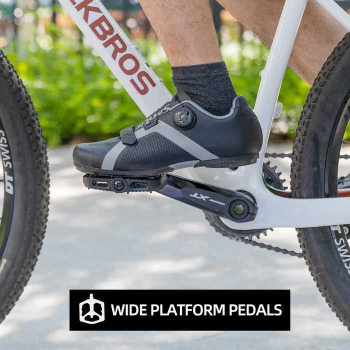 ROCKBROS Bike Pedals Nylon Fiber 9/16" Cycling Wide Platform Flat #Color_Black 1